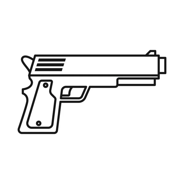 Diseño vectorial de pistola y logotipo de calibre. Elemento web de pistola y pistola símbolo de culata para web . — Archivo Imágenes Vectoriales