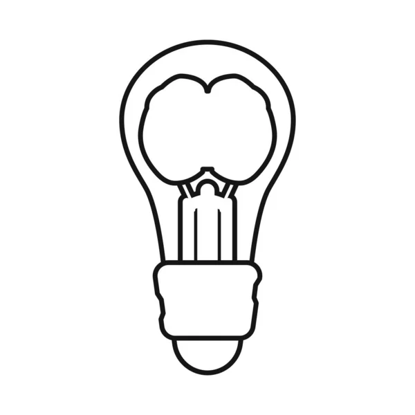 Vektordesign von Licht und Gehirn-Symbol. Grafik der Licht- und Ideenaktivvektorillustration. — Stockvektor