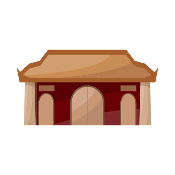 Векторная иллюстрация иконы храма и ханоя. Набор векторных иллюстраций храмов и вьетнамцев . — стоковый вектор