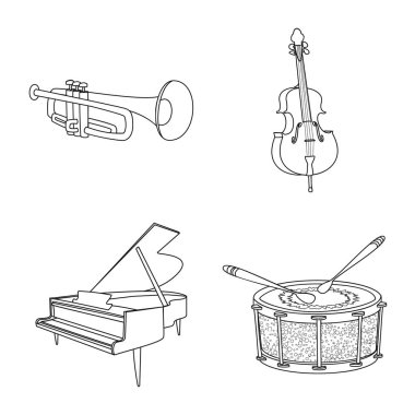 Müzik ve ayar sembolü yalıtılmış nesne. Hisse senedi için müzik ve araç vektör simgesi topluluğu.