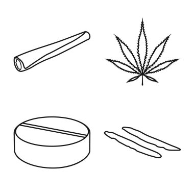 Narkotik ve tıbbi ikonun vektör tasarımı. İnternet için uyuşturucu ve yasadışı hisse senedi seti.