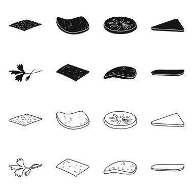 Yemek ve tabela izole edilmiş. Akşam yemeği koleksiyonu ve lezzetli stok vektör çizimi.