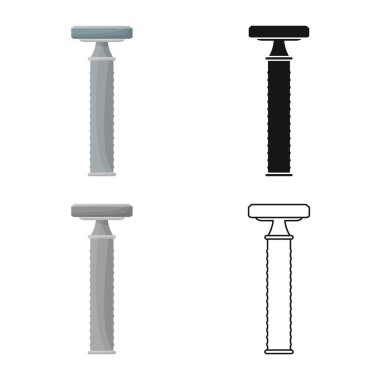 Traş makinesi ve güvenlik simgesinin vektör çizimi. Tıraş makinesinin web ögesi ve web için tıraş makinesi sembolü.