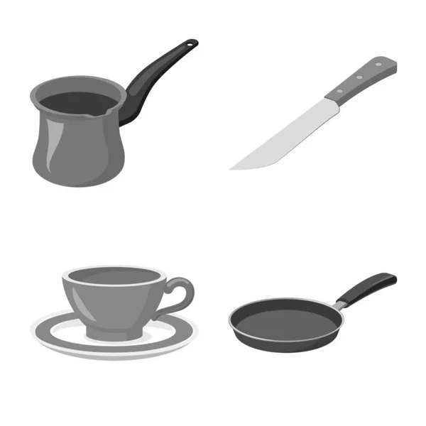 Objeto aislado de cocina y logotipo de cocinero. Colección de ilustración de vectores de cocina y electrodomésticos . — Vector de stock