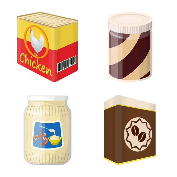 Illustration vectorielle de la boîte et symbole alimentaire. Collection de boîte et paquet stock symbole pour le web . — Image vectorielle