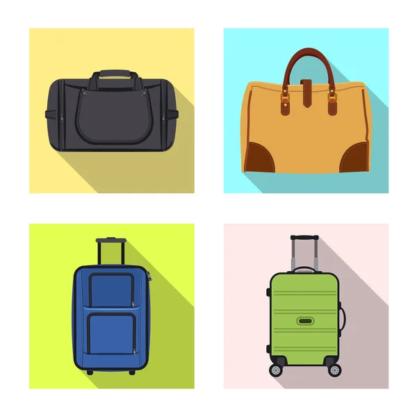 Geïsoleerde object van pictogram koffer en bagage. Collectie van koffer en reis voorraad vectorillustratie. — Stockvector