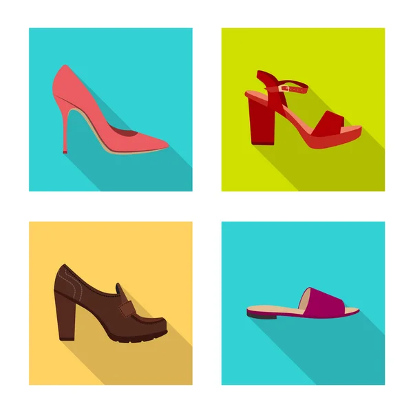 Projeto vetorial de calçado e símbolo de mulher. Conjunto de calçado e símbolo de estoque de pé de web . — Vetor de Stock
