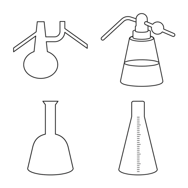 Geïsoleerd object van experiment en chemie icoon. Verzameling van experimentele en laboratoriuminventarisvectorillustraties. — Stockvector