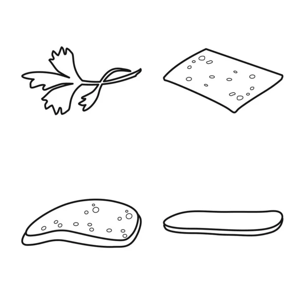 Isolierte Objekt des Essens und Burger-Logo. Sammlung von Nahrungsmitteln und Snacks Vektor-Symbol für Aktien. — Stockvektor