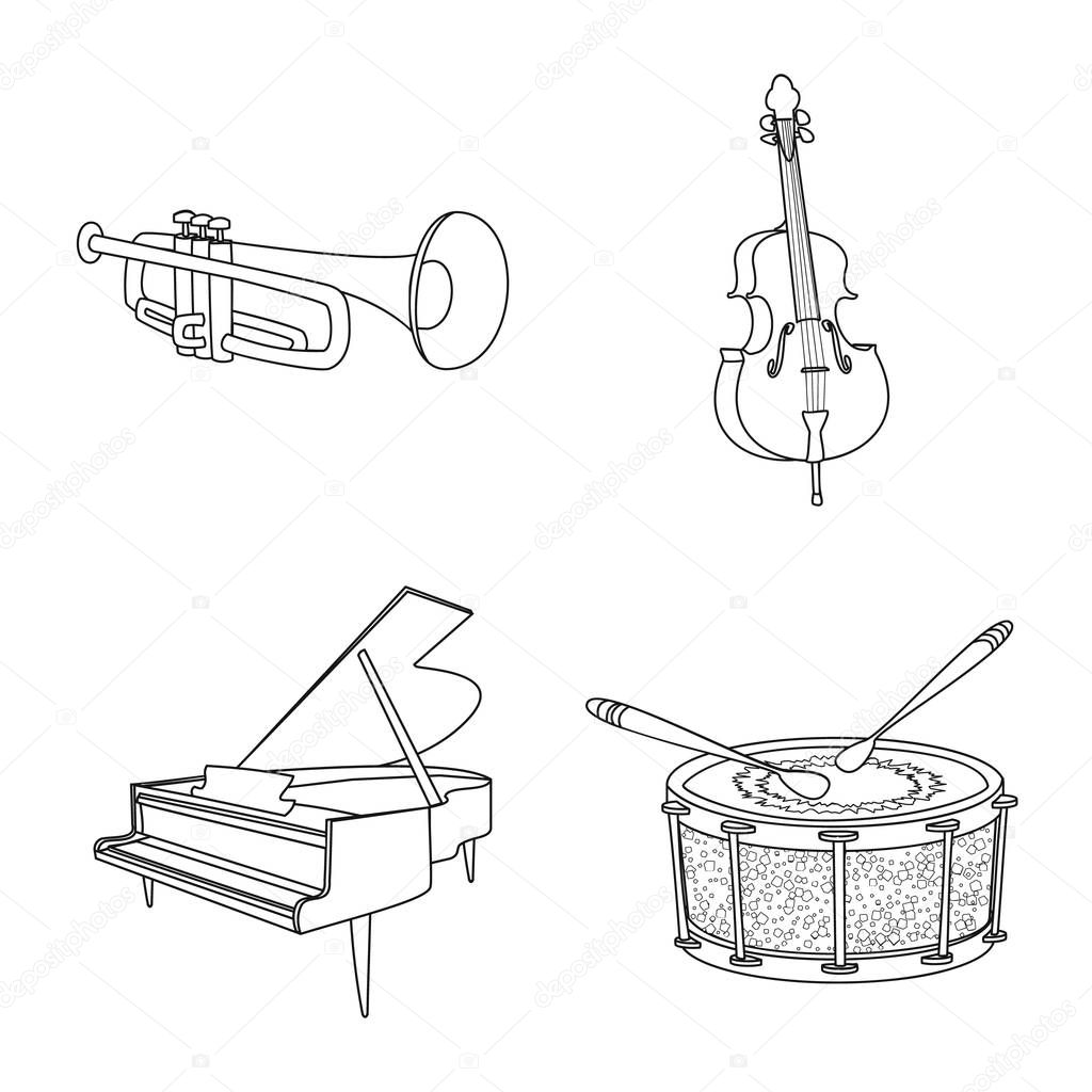 Vector design of music and tune sign. Set of music and tool stock symbol for web.