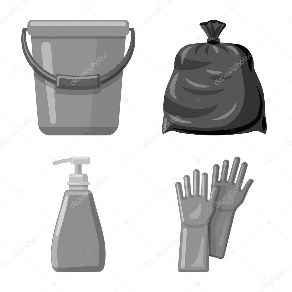 Vector design of cleaning and service symbol. Set of cleaning and household stock vector illustration.