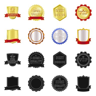 Amblem ve rozet simge yalıtılmış nesne. Amblem ve etiket stok vektör çizim topluluğu.
