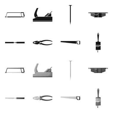 Ev ve onarım logosunun vektör tasarımı. Ev halkının toplanması ve hisse senedi vektör illüstrasyonunun elden geçirilmesi.
