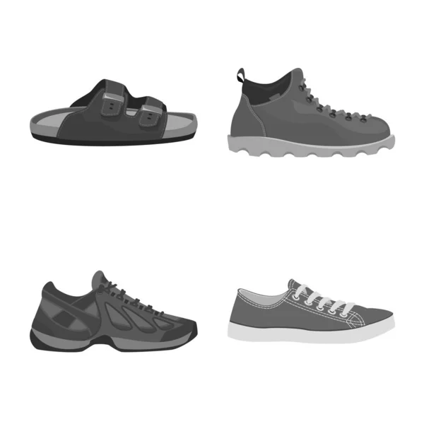 Vektorová design loga boty a obuv. Sada botu a nohu vektorové ilustrace. — Stockový vektor