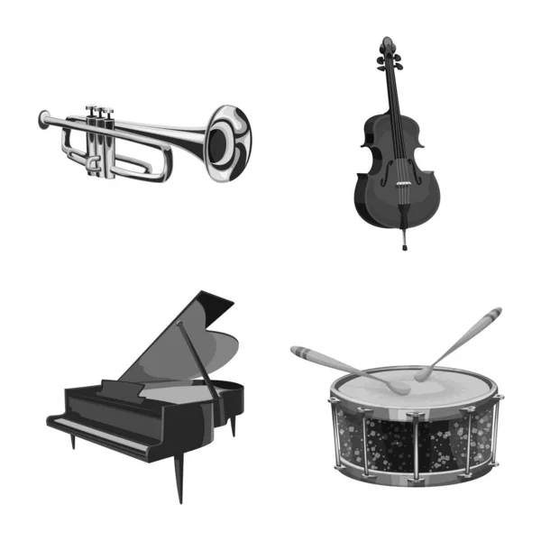 Vektor design av musik och tune-logotypen. Uppsättning av verktyg och musik aktiesymbol för webben. — Stock vektor