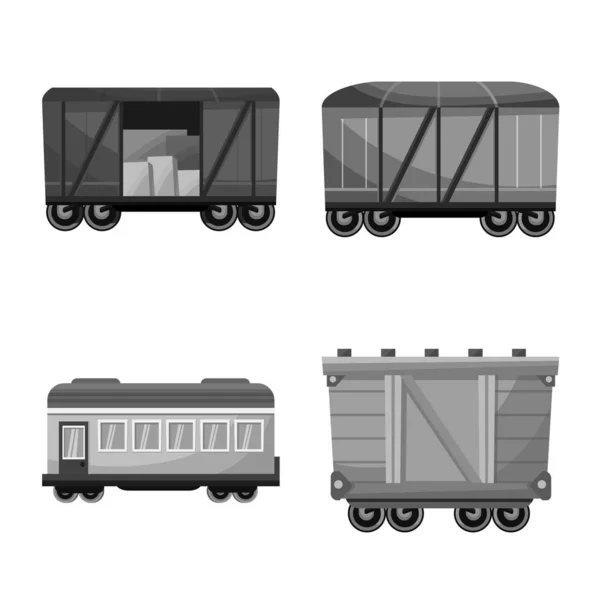 Illustration vectorielle des panneaux ferroviaires et logistiques. Collection d'illustrations vectorielles de matériel ferroviaire et de transport . — Image vectorielle