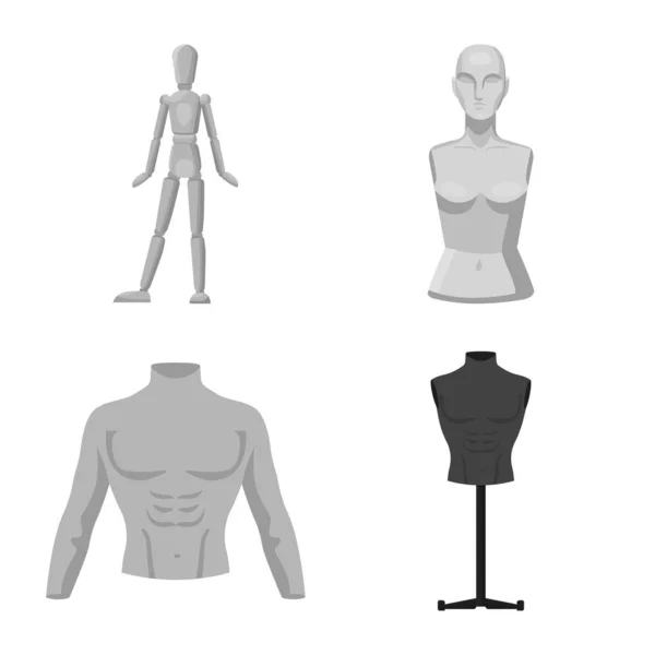 Izolovaný objekt figuríny a módní ikony. Sada figuríny a figuríny vektorová ikona na skladě. — Stockový vektor