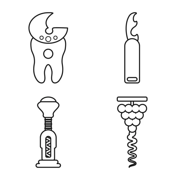Векторная иллюстрация винного завода и механического знака. Коллекция векторной иконки для винодельни и откупорки на складе . — стоковый вектор