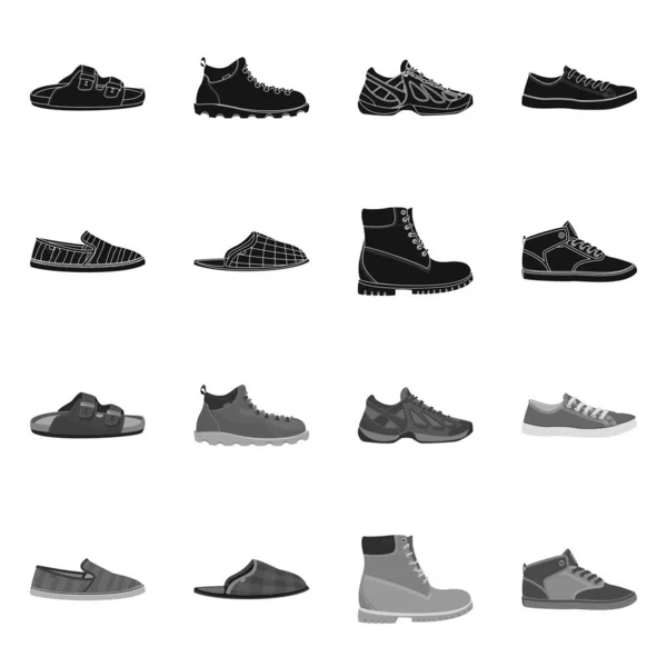 Conception vectorielle du symbole chaussure et chaussures. Collection de chaussures et pied stock symbole pour la toile . — Image vectorielle