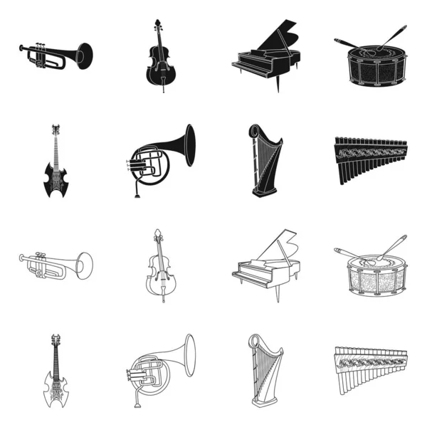 Diseño vectorial de música e icono de melodía. Colección de música y herramienta de stock símbolo para la web . — Archivo Imágenes Vectoriales