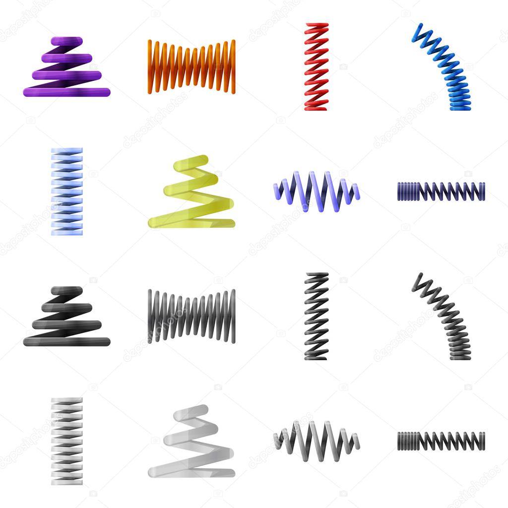 Vector design of spiral and compression sign. Set of spiral and pressure vector icon for stock.