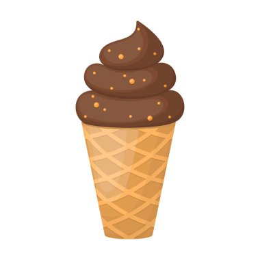 Dondurma koni vektör simgesinde. Çizgi film vektör simgesi külahtaki beyaz arkaplan dondurmasında izole edildi.