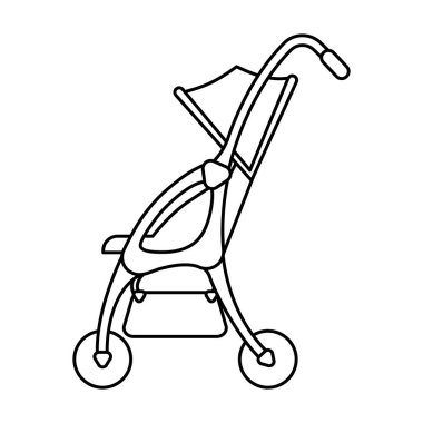 Stroller vektör simgesi. Çizgi vektör simgesi beyaz arkaplan pusetinde izole edildi.
