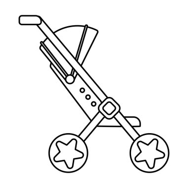 Stroller vektör simgesi. Çizgi vektör simgesi beyaz arkaplan pusetinde izole edildi.