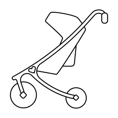 Stroller vektör simgesi. Çizgi vektör simgesi beyaz arkaplan pusetinde izole edildi.