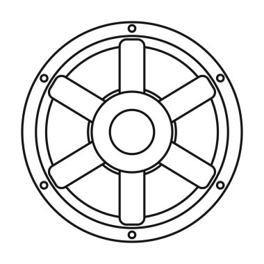 Vagon vektör simgesi tekerleği. Çizgi vektör simgesi beyaz arka plan tekerleğinde izole edildi.