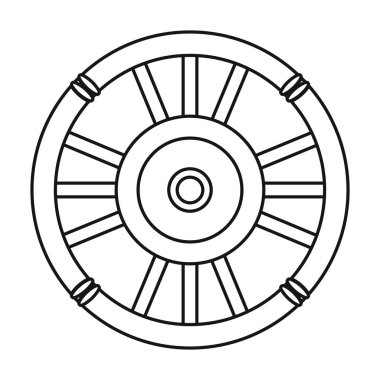 Vagon vektör simgesi tekerleği. Çizgi vektör simgesi beyaz arka plan tekerleğinde izole edildi.