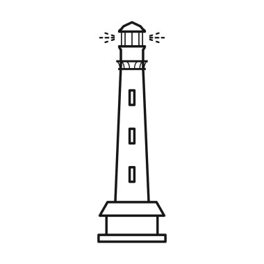 Deniz feneri vektör simgesi. Beyaz arka plan deniz fenerinde çizgi vektör simgesi izole edildi.