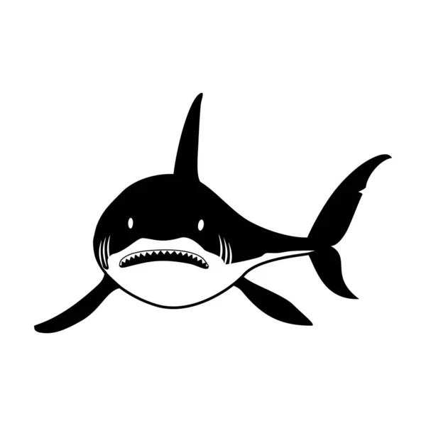 Icono de vector de tiburón pescado.Icono de vector negro aislado sobre fondo blanco tiburón pescador  . — Vector de stock