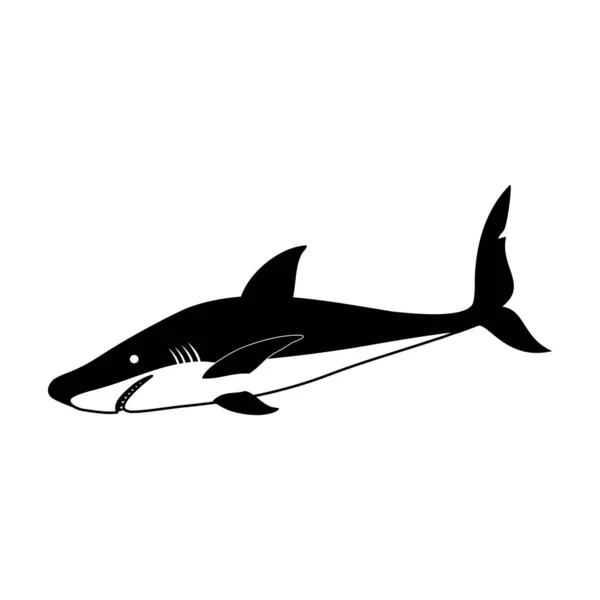 Векторная икона рыбной акулы. Черный вектор на белом фоне  . — стоковый вектор