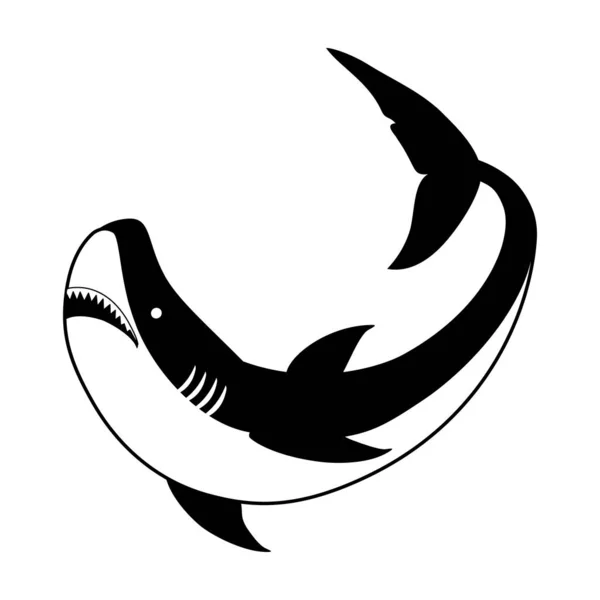 Shark vector icon.black Vektor icon isoliert auf weißem Hintergrund shark. — Stockvektor