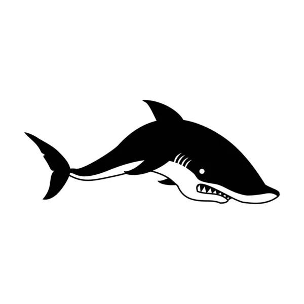 鲨鱼矢量图标.白色背景鲨鱼上孤立的黑色矢量图标. — 图库矢量图片