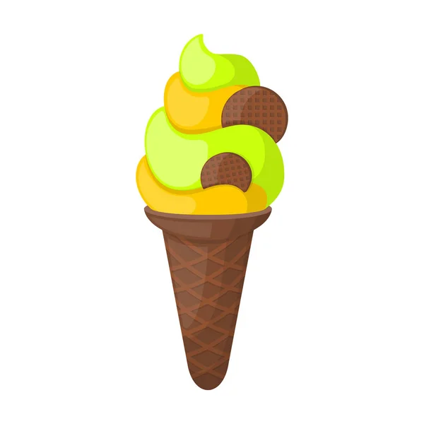 Helado en cono icono vectorial. Icono vectorial de dibujos animados aislado sobre fondo blanco helado en cono . — Archivo Imágenes Vectoriales