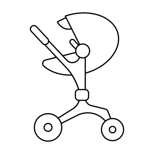 Ikona vektoru vozíku. Čárový vektor ikona izolované na bílém pozadí kočár. — Stockový vektor
