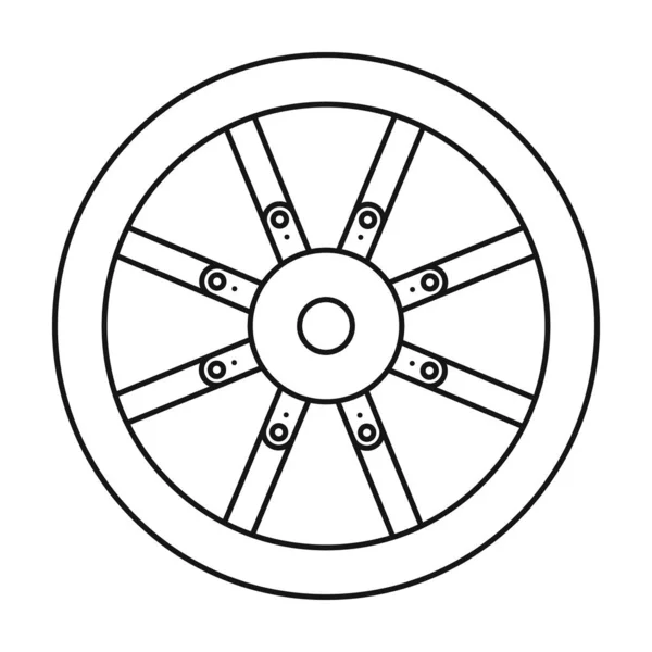 Колесо корзины вектор значок. Линия вектора значок изолирован на белом заднем колесе тележки . — стоковый вектор