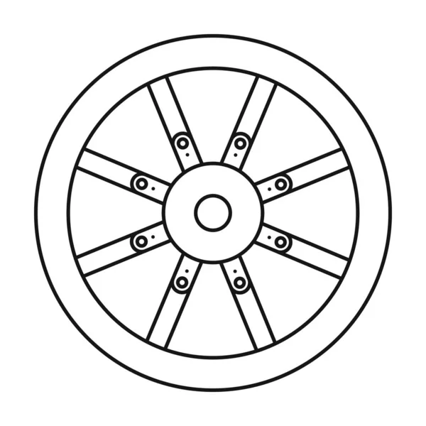 Wheel of cart vector icon.Line vector icon isolated on white background wheel of cart. — Stock Vector