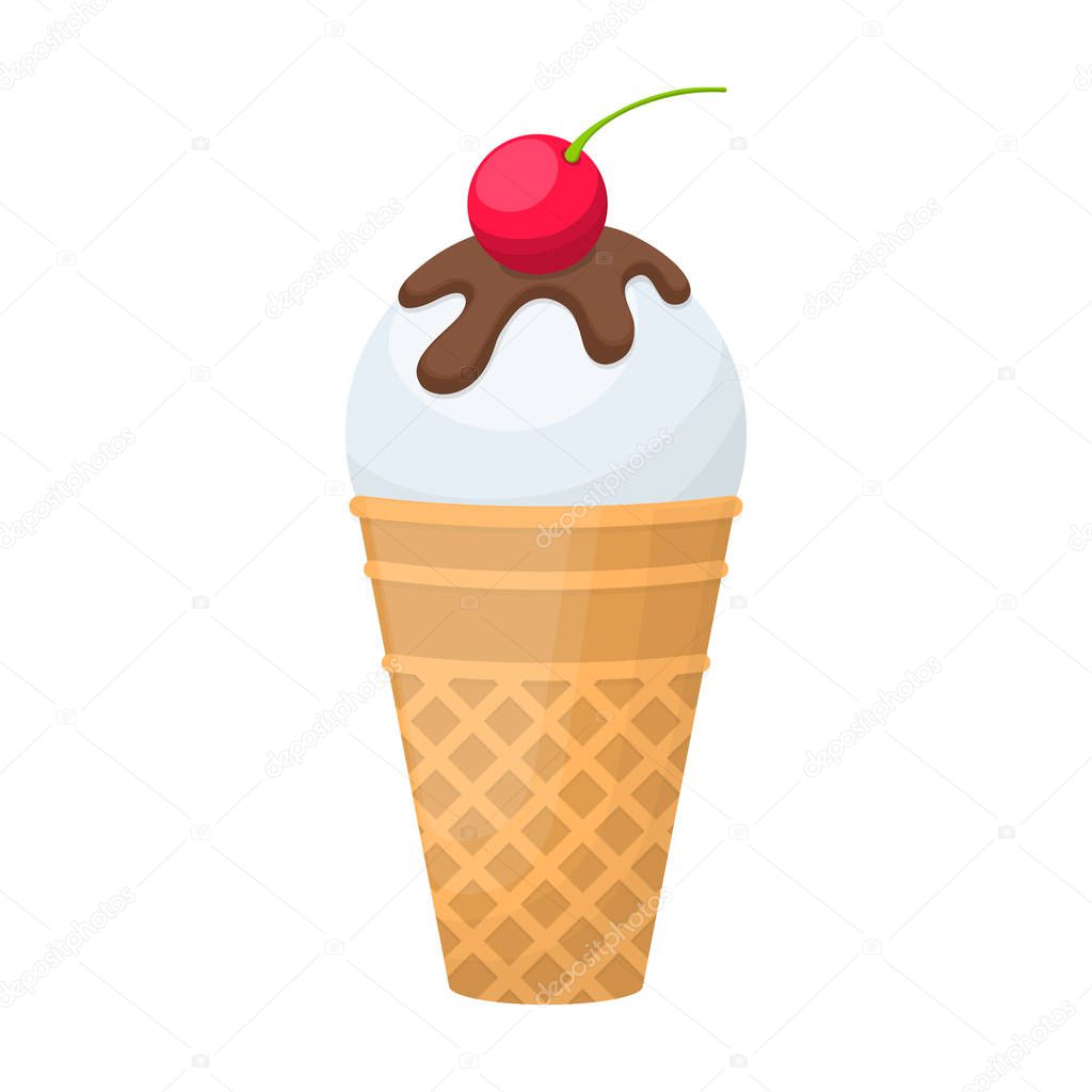 Ice cream in cone vector icon.Cartoon vector logo isolated on white background ice cream in cone.