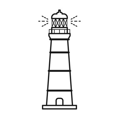 Deniz feneri vektör simgesi. Beyaz arka plan deniz fenerinde çizgi vektör simgesi izole edildi.