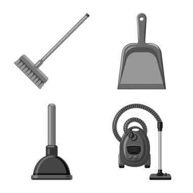 Temizlik ve servis işareti vektör tasarımı. Temizlik ve ev hisse senedi vektör çizim seti.