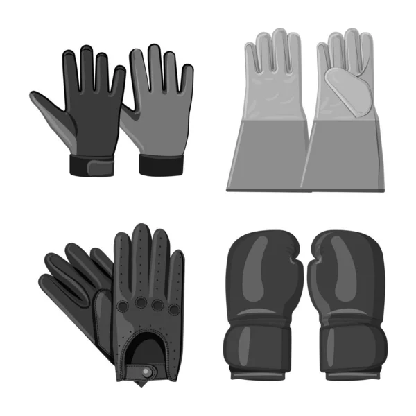 Objet isolé de gant et symbole d'hiver. Ensemble d'illustration vectorielle de stock de gants et d'équipements . — Image vectorielle