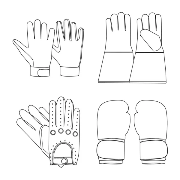Vektor-Design von Handschuh und Wintersymbol. Sammlung von Handschuhen und Ausrüstung Lagersymbol für Web. — Stockvektor