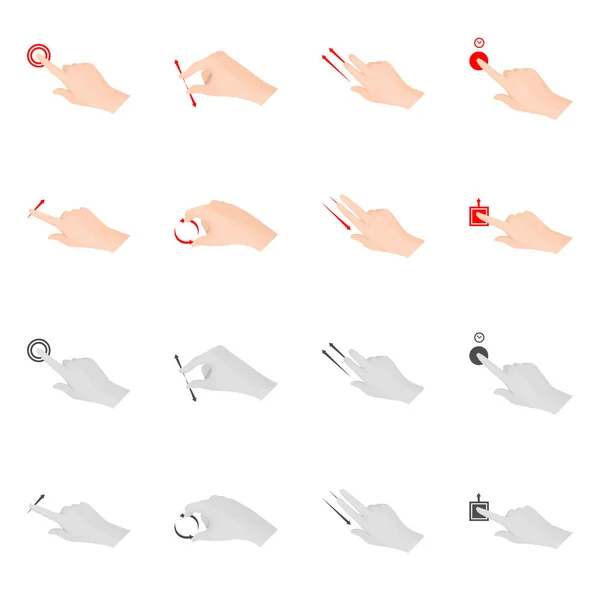 Design vetorial de tela sensível ao toque e símbolo de mão. Conjunto de tela sensível ao toque e ilustração vetorial de estoque de toque . —  Vetores de Stock