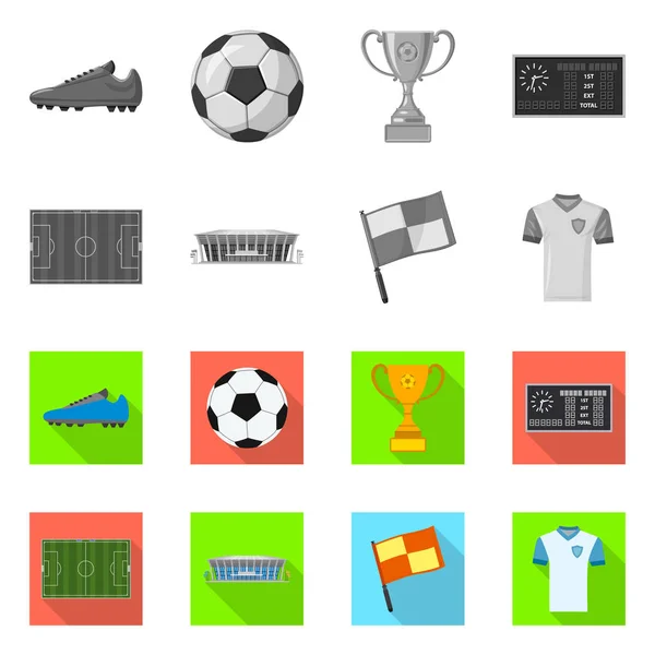 Vektorillustration des Fußball- und Ausrüstungslogos. Set von Fußball und Turnier Aktien Vektor Illustration. — Stockvektor