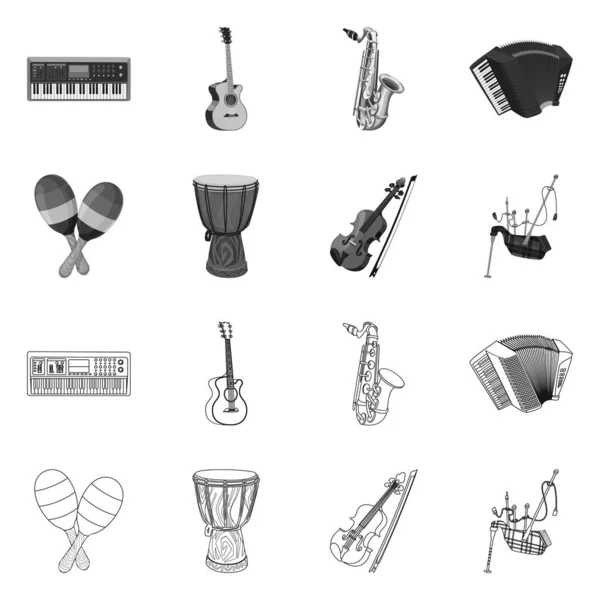 Ilustración vectorial de música y logotipo de melodía. Conjunto de música e ilustración de vector de stock de herramientas . — Archivo Imágenes Vectoriales