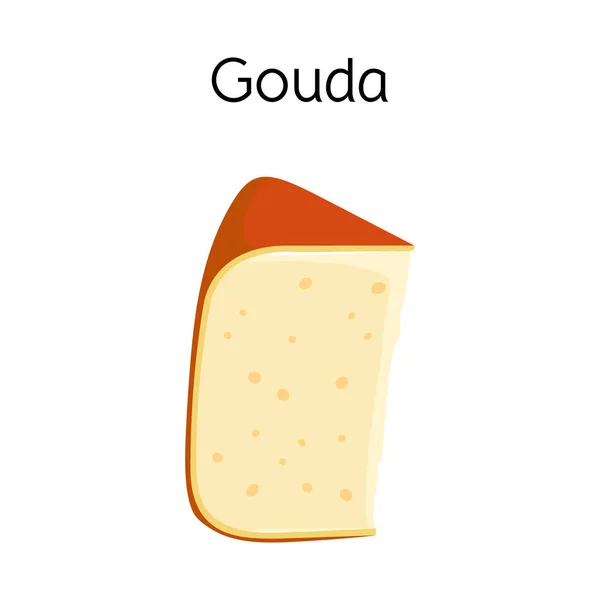 Enskilt föremål för ost och gouda-ikon. Grafisk bild av ost och skiva stock symbol för webben. — Stock vektor