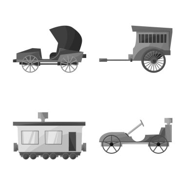 Retro ve trip ikonunun izole nesnesi. Retro ve tarihi hisse senedi temsili koleksiyonu.